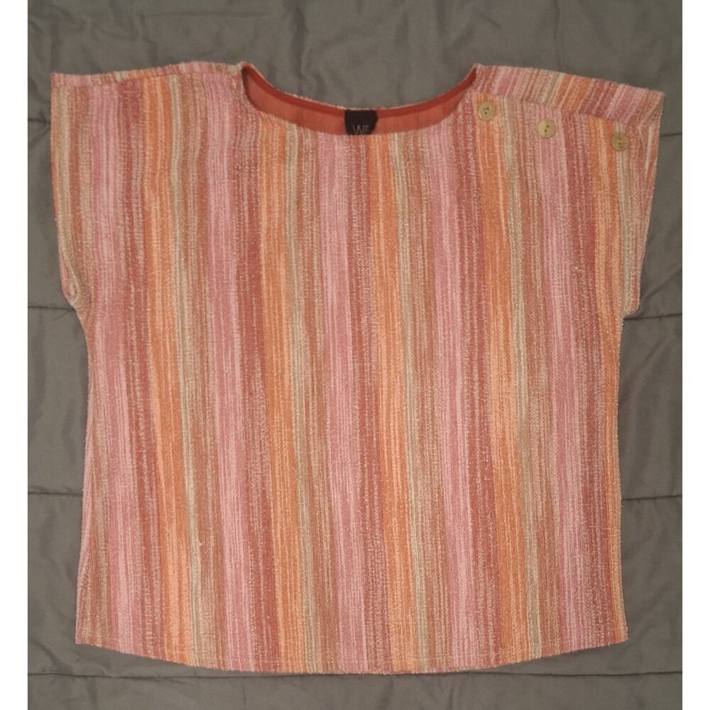 W5 Shirt Womens Large Pink Multicolored Vertical Stripes Casual Dressy